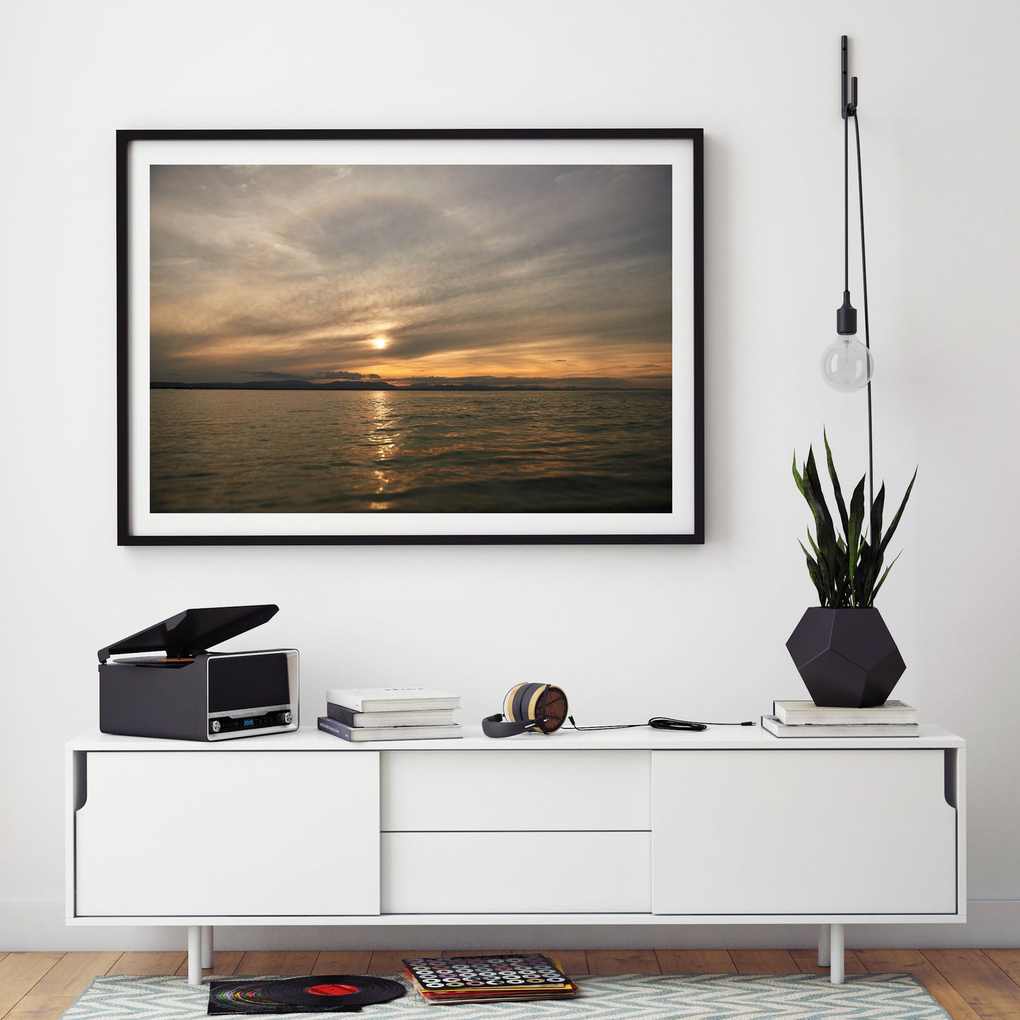 KaneSkennar-Sunset over the water on wall of room