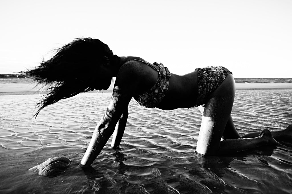 KaneSkennar-Womans silhouette in BW in the shallows